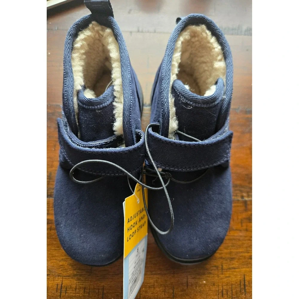 Cat & Jack Navy Magnus Toddler Faux Fur Lined Ankle Boots Navy Blue Size 8 NEW